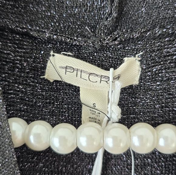 NWT Pilcro Anthropologie Metallic Hooded Sleeveless Sweater Top Small - Picture 6 of 7